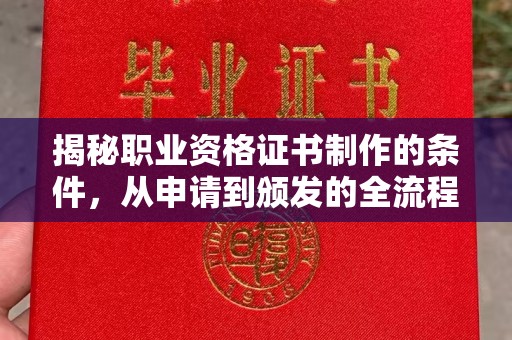 枣阳揭秘职业资格证书制作的条件，从申请到颁发的全流程解析